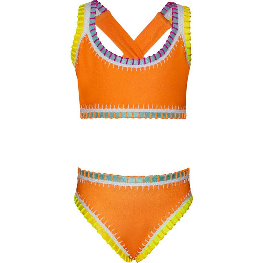 Mango Tango Sporty Rainbow Embroidere Bikini, Orange