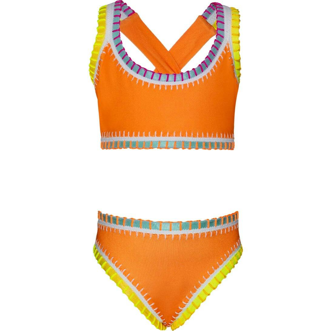 Mango Tango Sporty Rainbow Embroidere Bikini, Orange