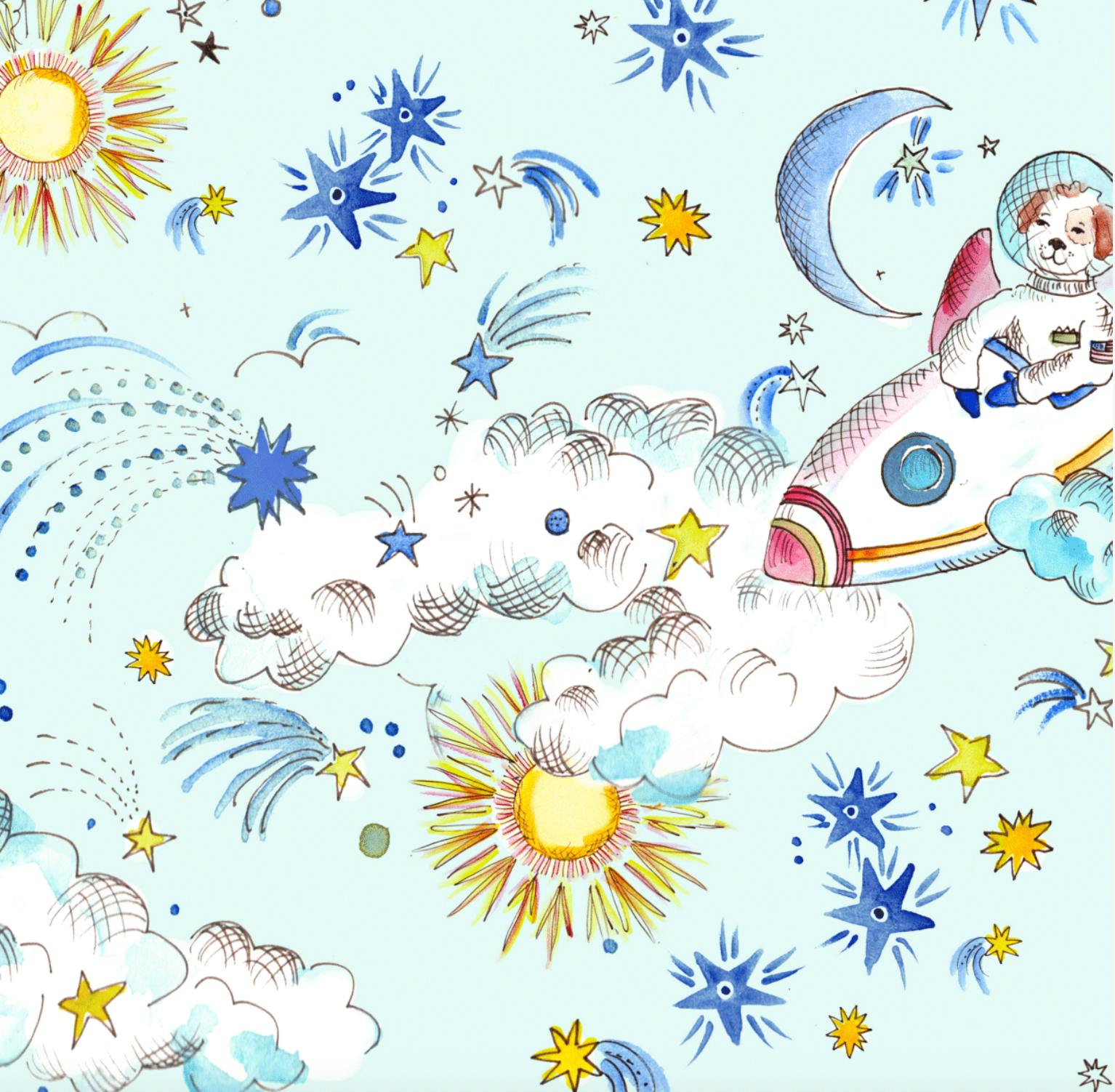 Children's Two Piece Organic Pajamas - Blue Dog-O-Naut