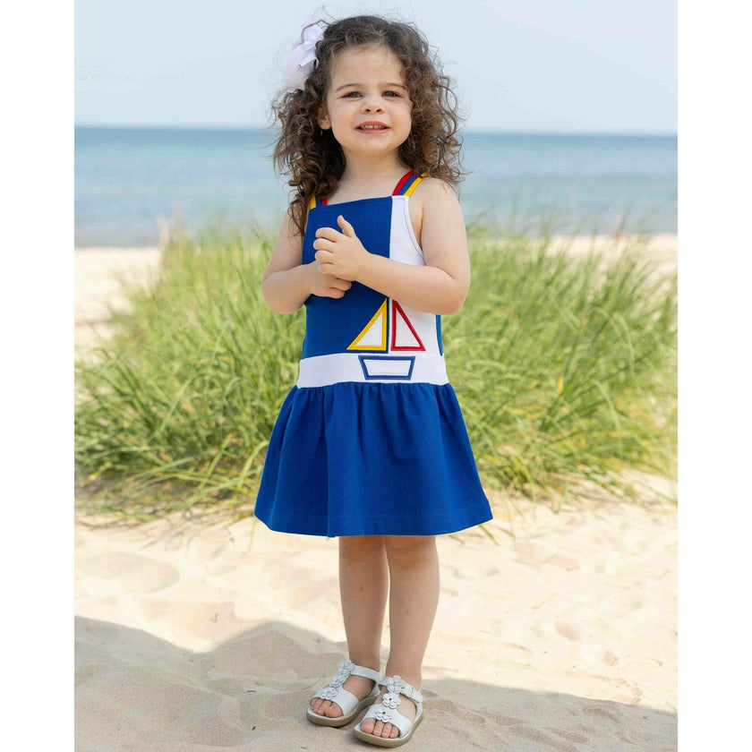 Pique Knit Dress With Sailboat