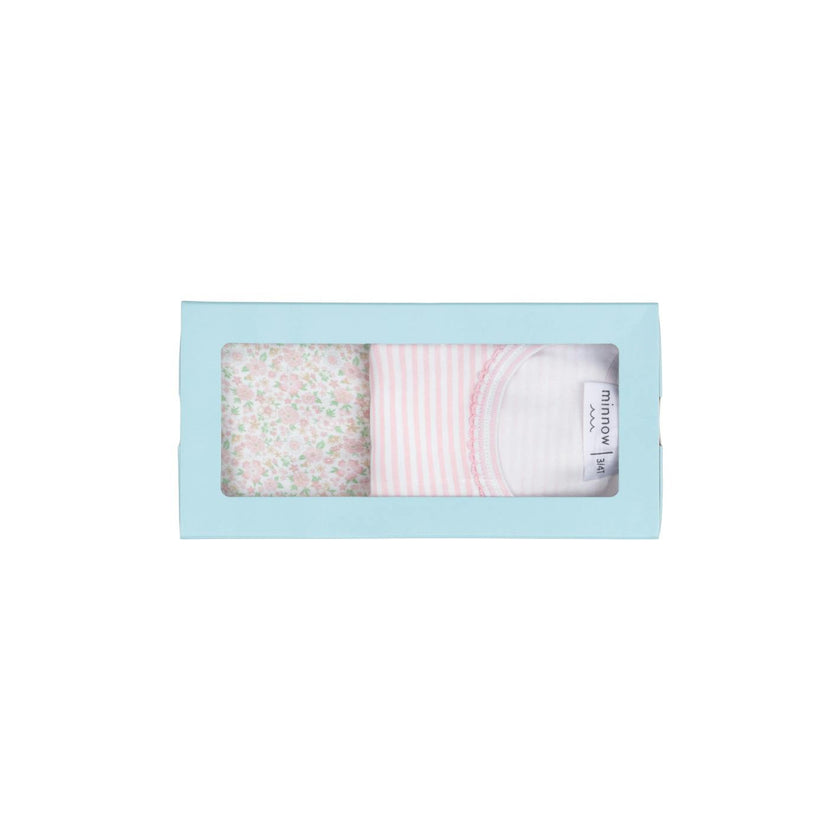 girls pink and antique floral tank 2-pack