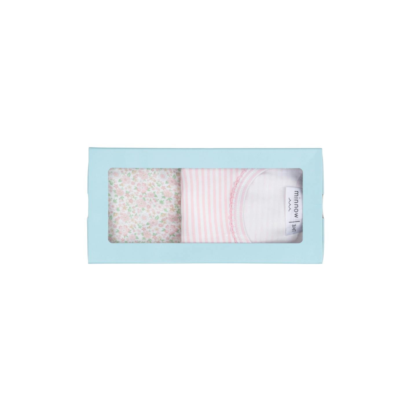 girls pink and antique floral tank 2-pack
