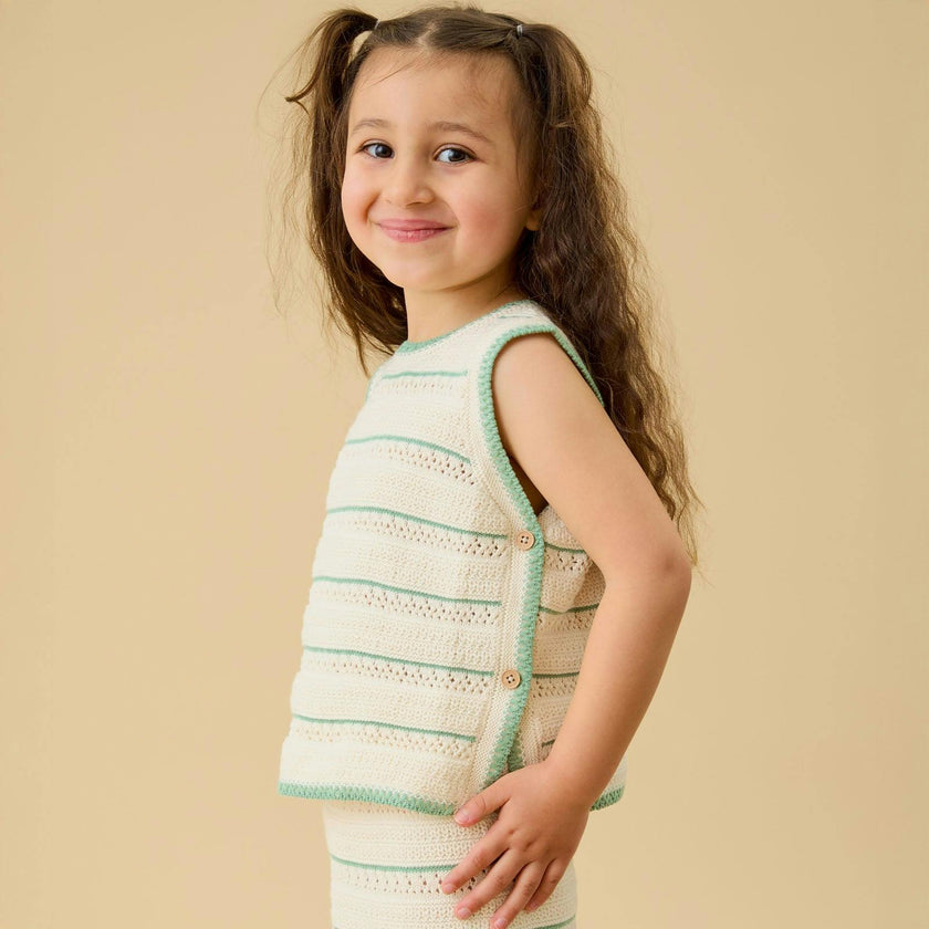 Striped Pointelle Knitted Top