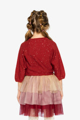 3/4 Sleeve Knitted Sweater Red