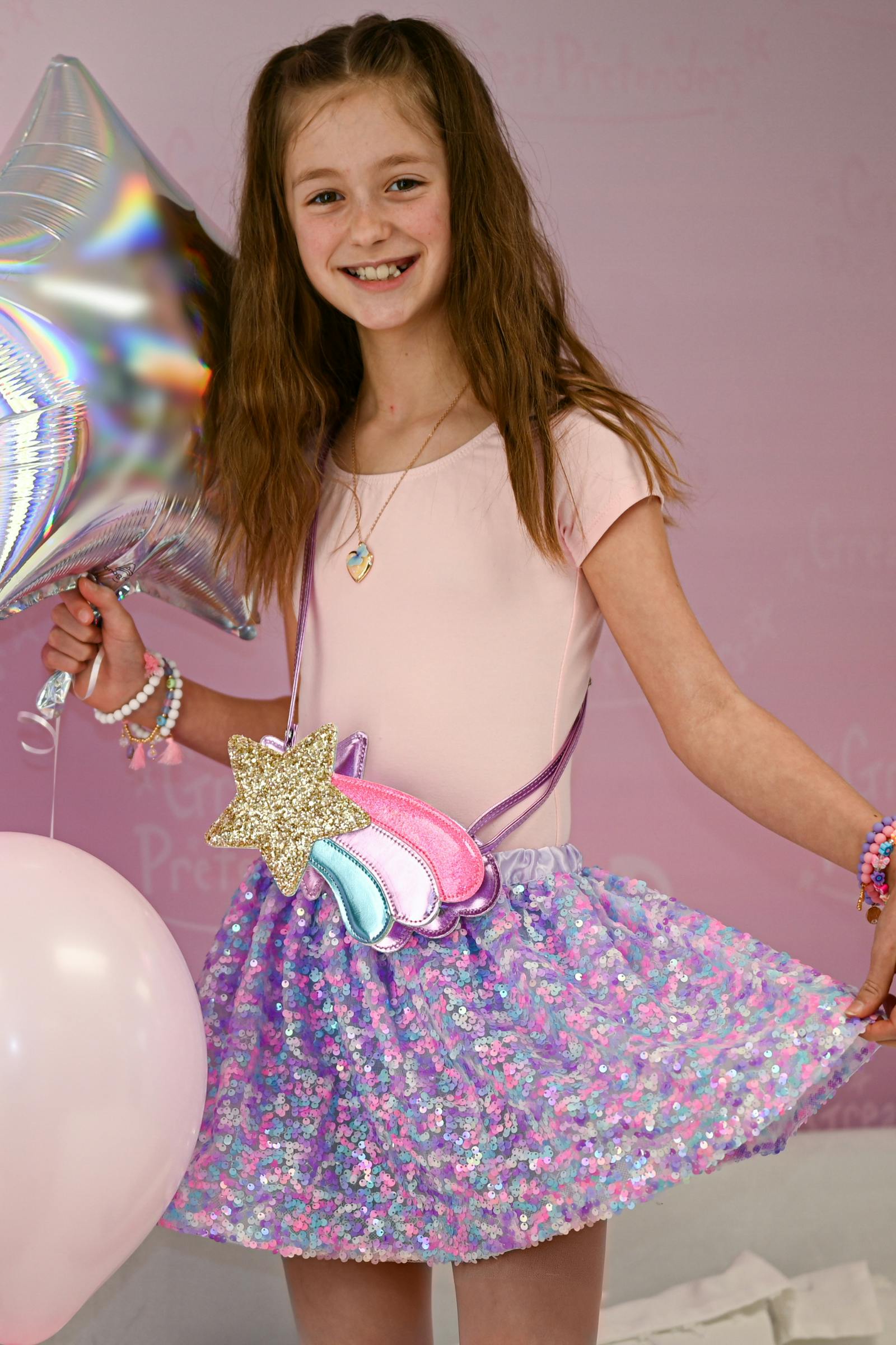 Sequins Skirt with Satin Waistband