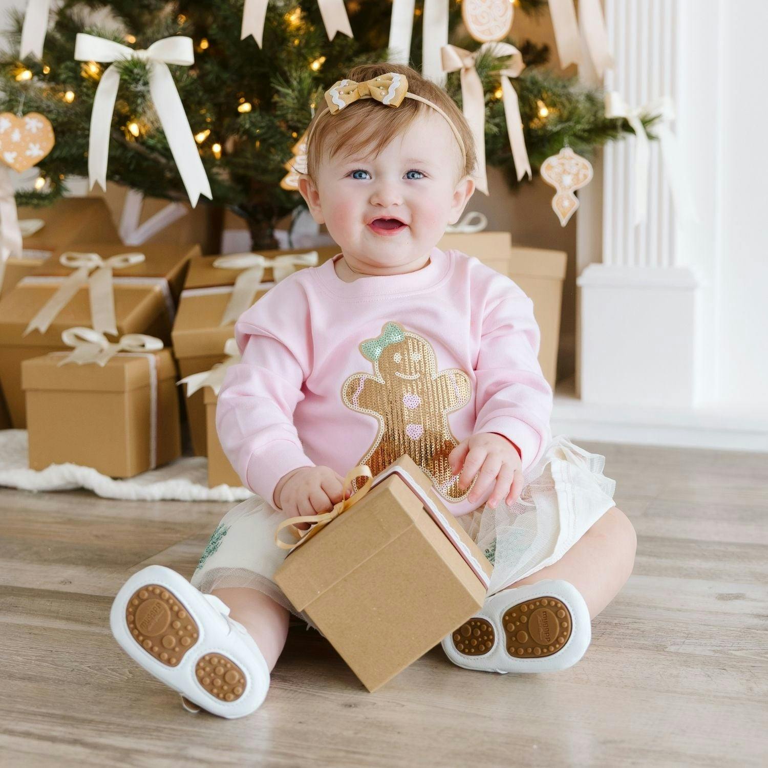 Gingerbread Christmas Velvet Bow Baby Headband