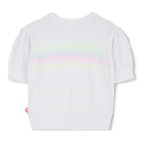 White Knit Sweater with Colorful Neon Stripes