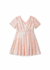 Iridescent Stardust Pink Sequin Birthday Dress for Girls