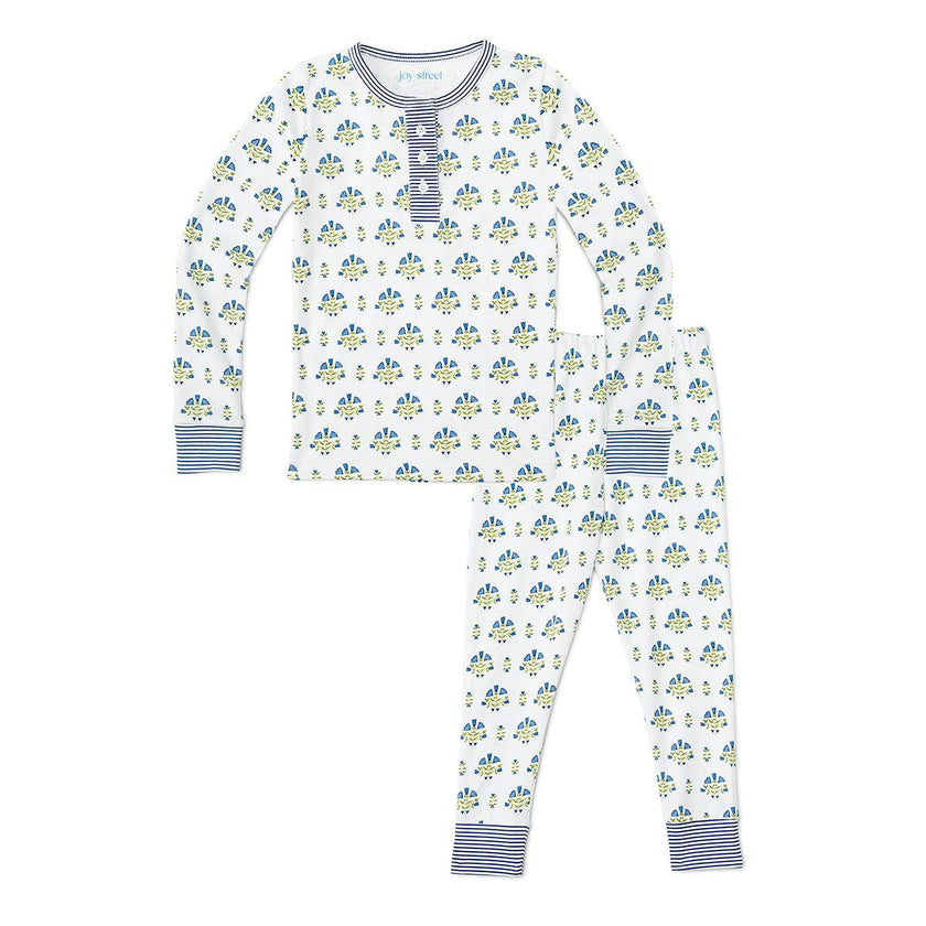 Posy Floral Block Print Two Piece Kids Henley Pajamas