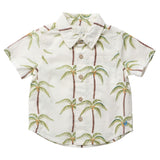 Boys Jack Shirt - Cream Palm Trees