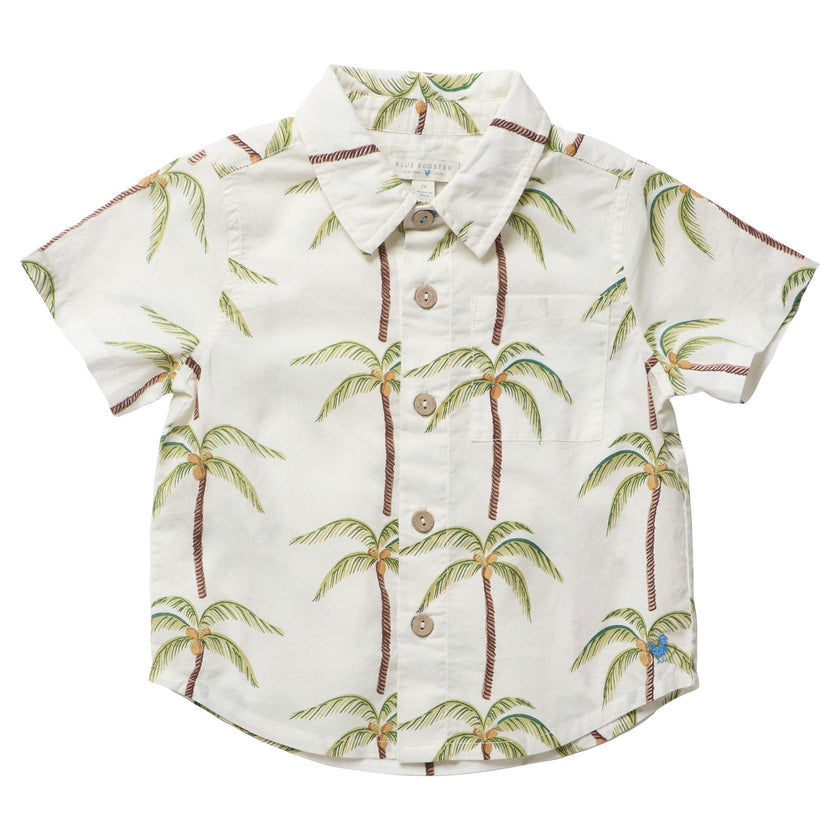 Boys Jack Shirt - Cream Palm Trees