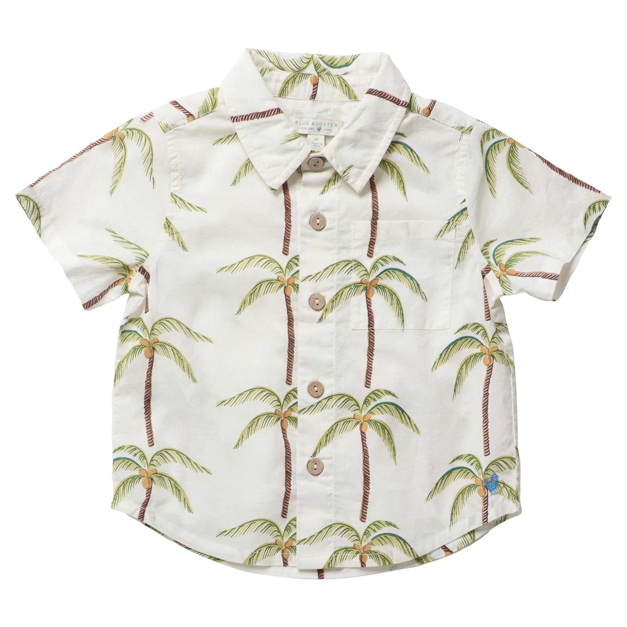 Boys Jack Shirt - Cream Palm Trees
