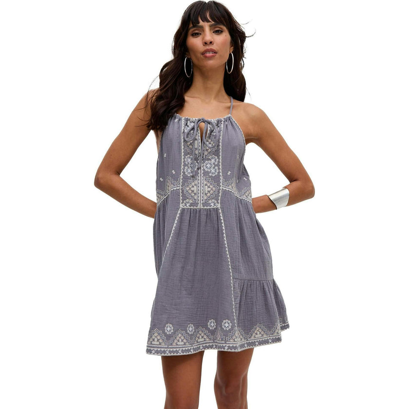 Jen Tiered All Over Embroidered Mini Dress
