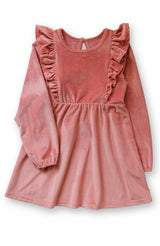 Rose Stretch Corduroy Carina Ruffle Dress