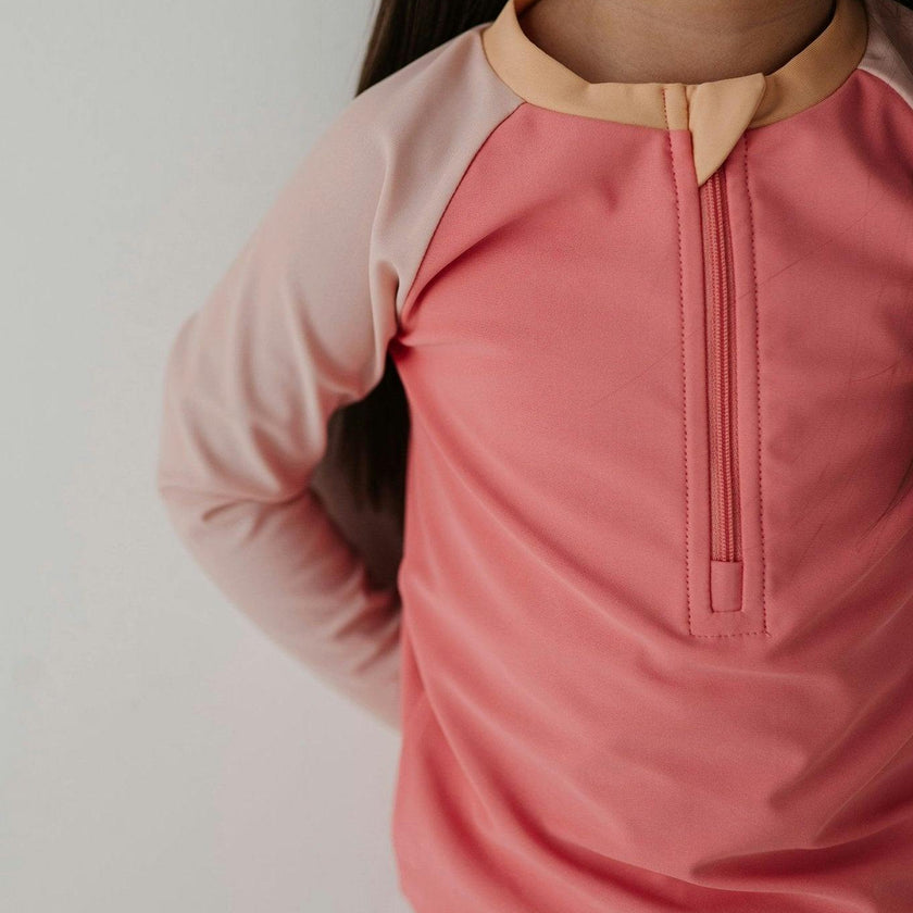 Girl's Zip Rash Guard Swimsuit