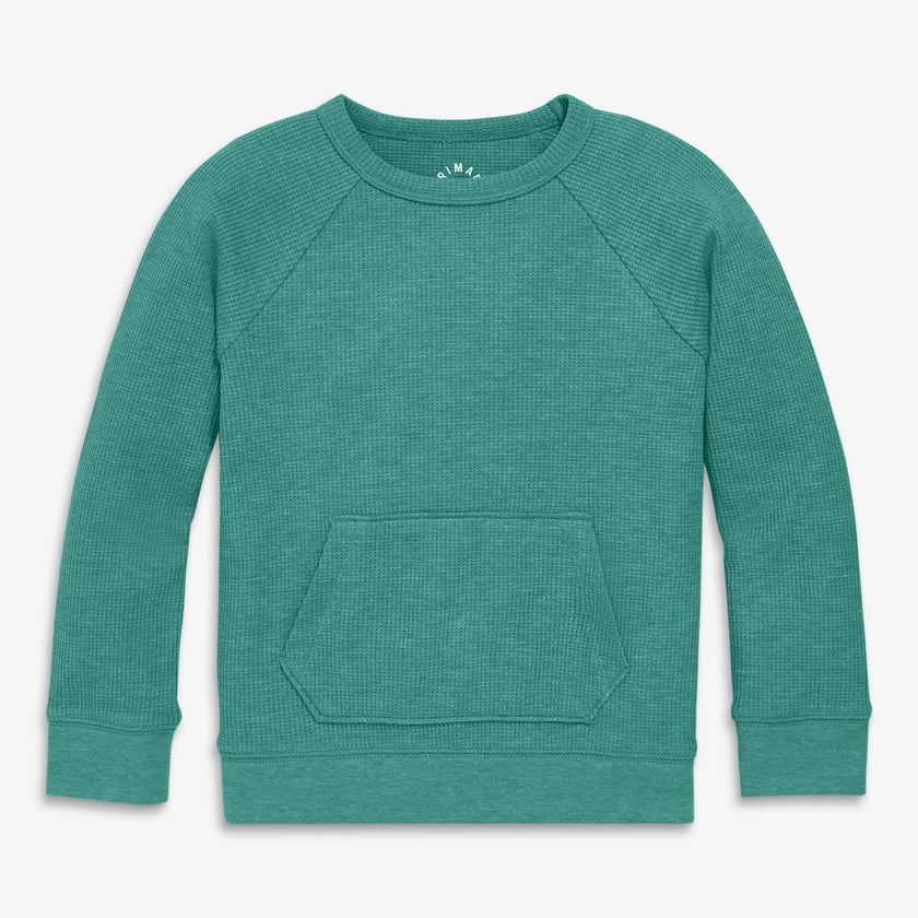 Kids heathered waffle pocket tee