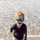 Jet Black Navigator | Polarized Cobalt Blue Mirrored Lenses