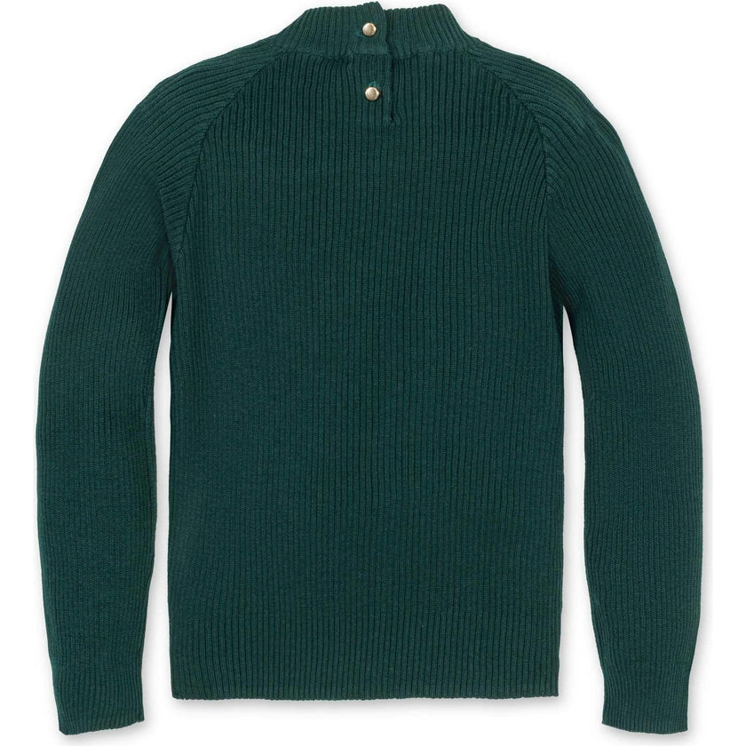 Organic Long Sleeve Mock Neck Sweater with Rosettes, Green