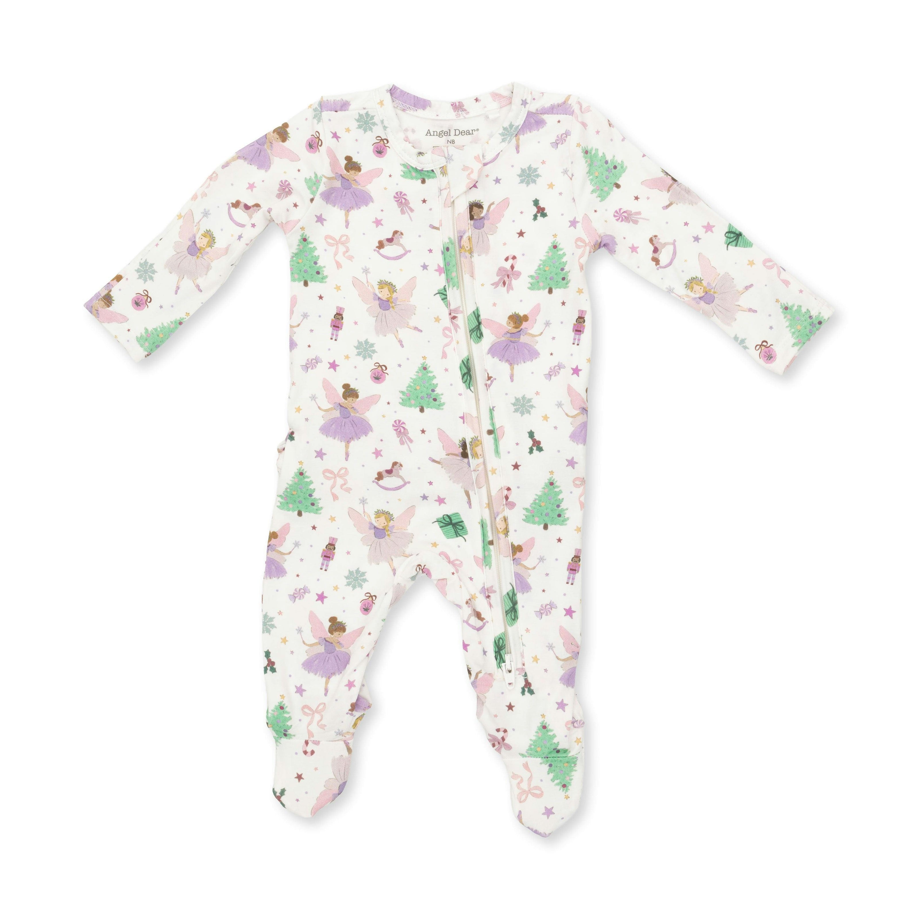 Sugar Plum Fairies - 2 Way Ruffle Back Zipper Footie