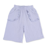 Western Plaid - Solid Muslin Zen Blue - Wide Leg Pant with Ruffle Pocket
