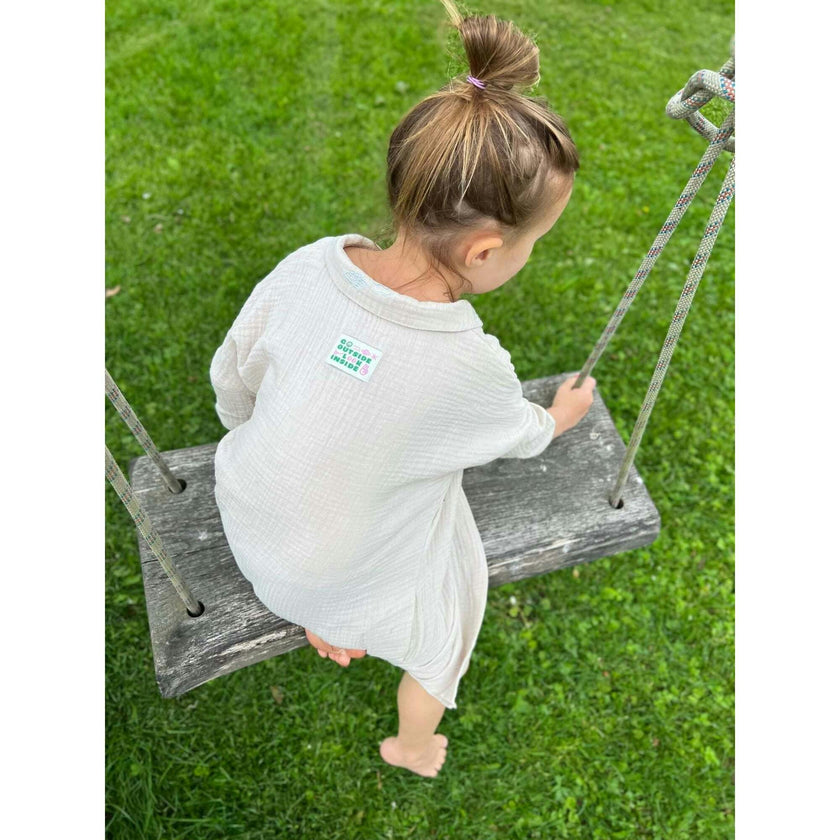 children's muslin short dress - sand