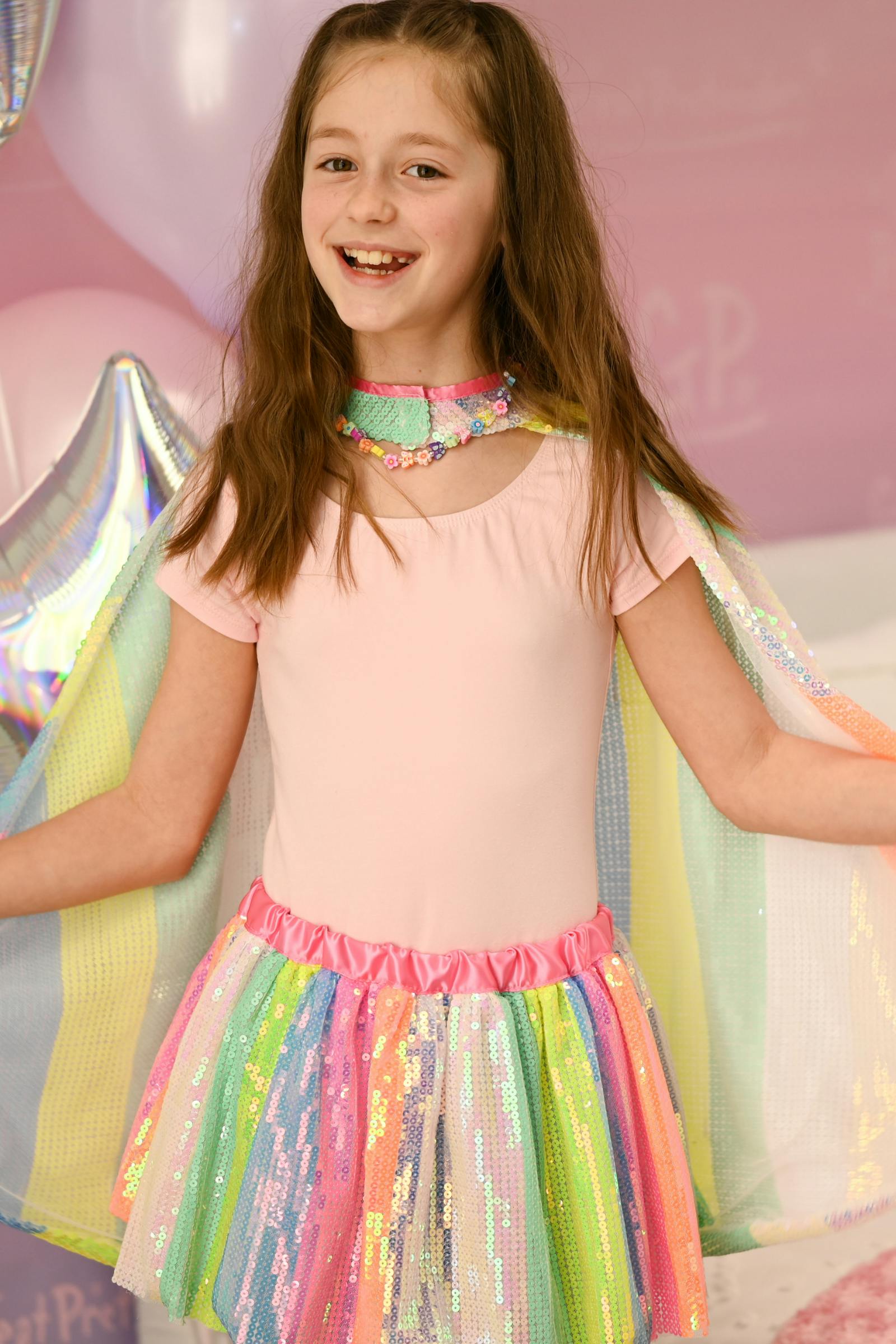 Sequins Skirt with Satin Waistband