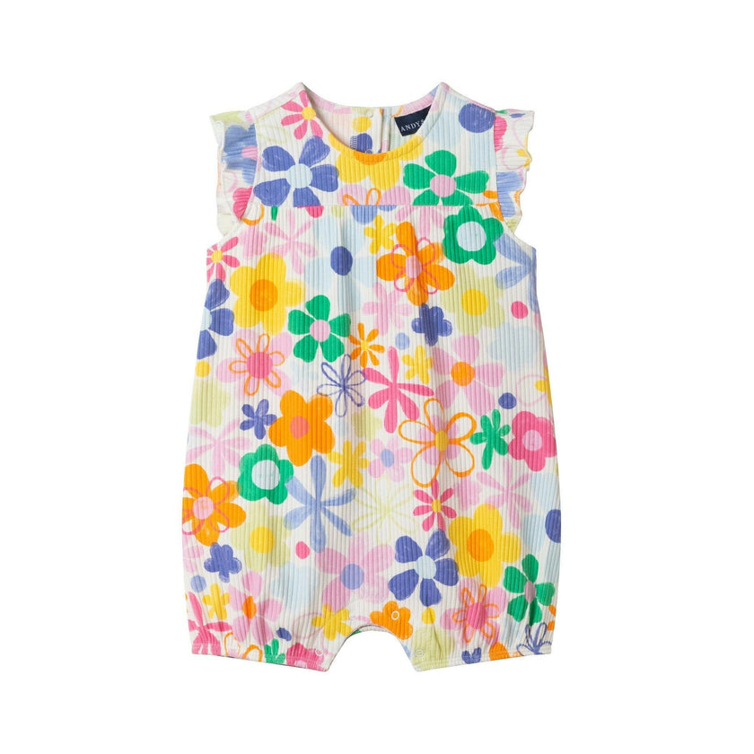 Infant Girls Floral Printed Romper | Retro Bloom