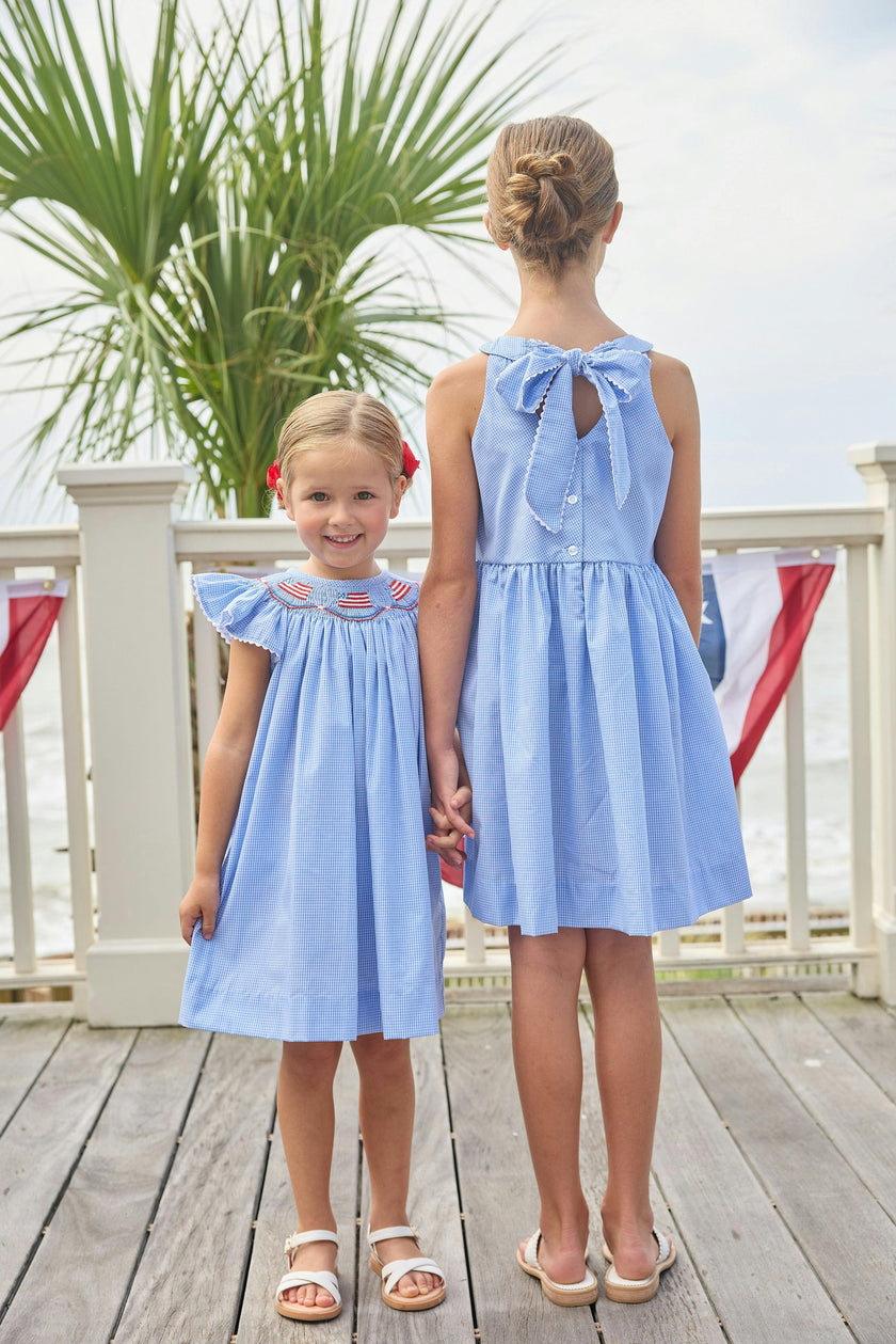 Smocked Bishop Dress - Flags