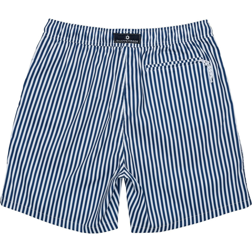 Mens Denim Stripe Comfort Lined Swim Short