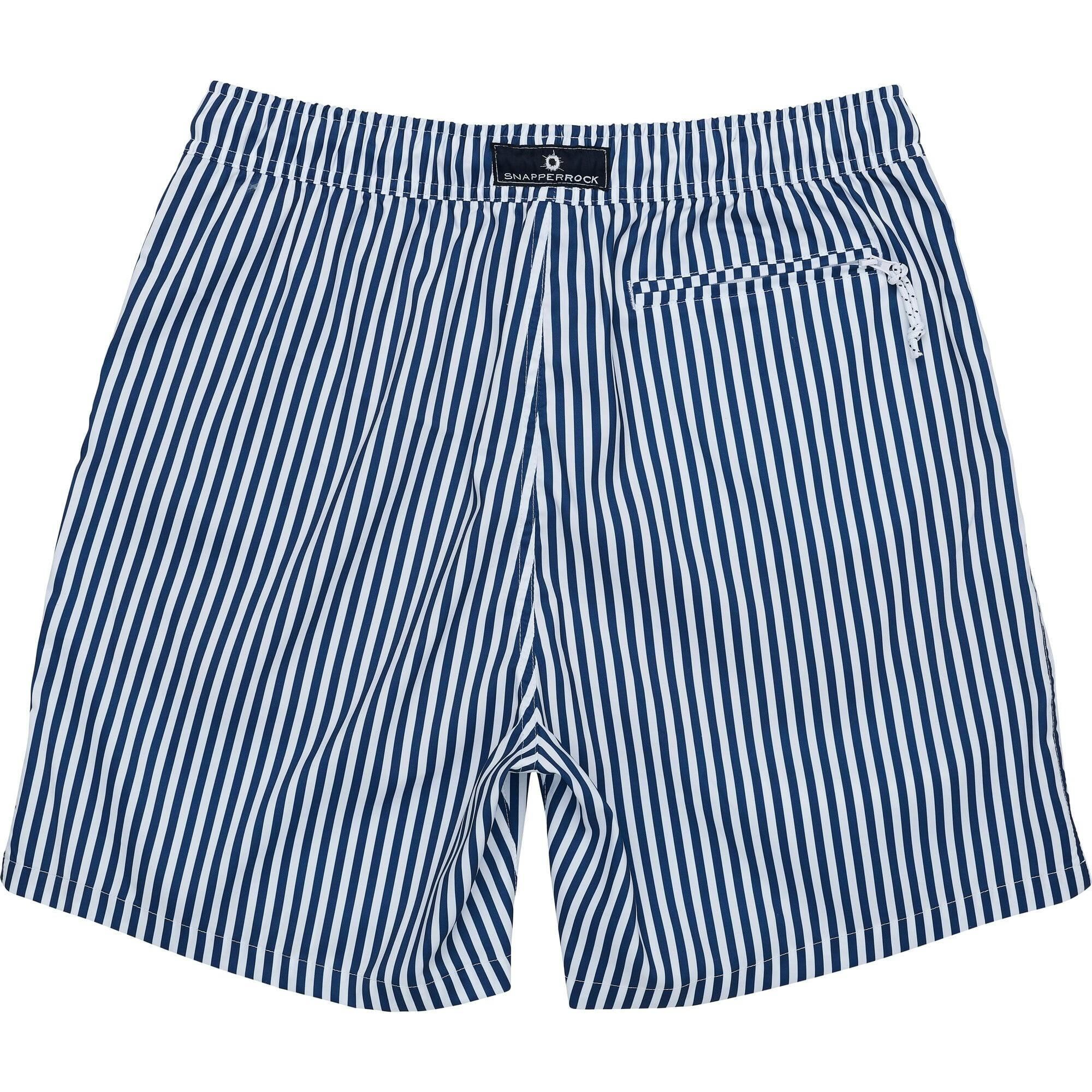 Mens Denim Stripe Comfort Lined Swim Short