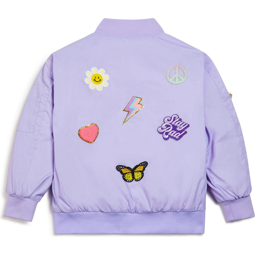 Patched Nylon Bomber Jacket