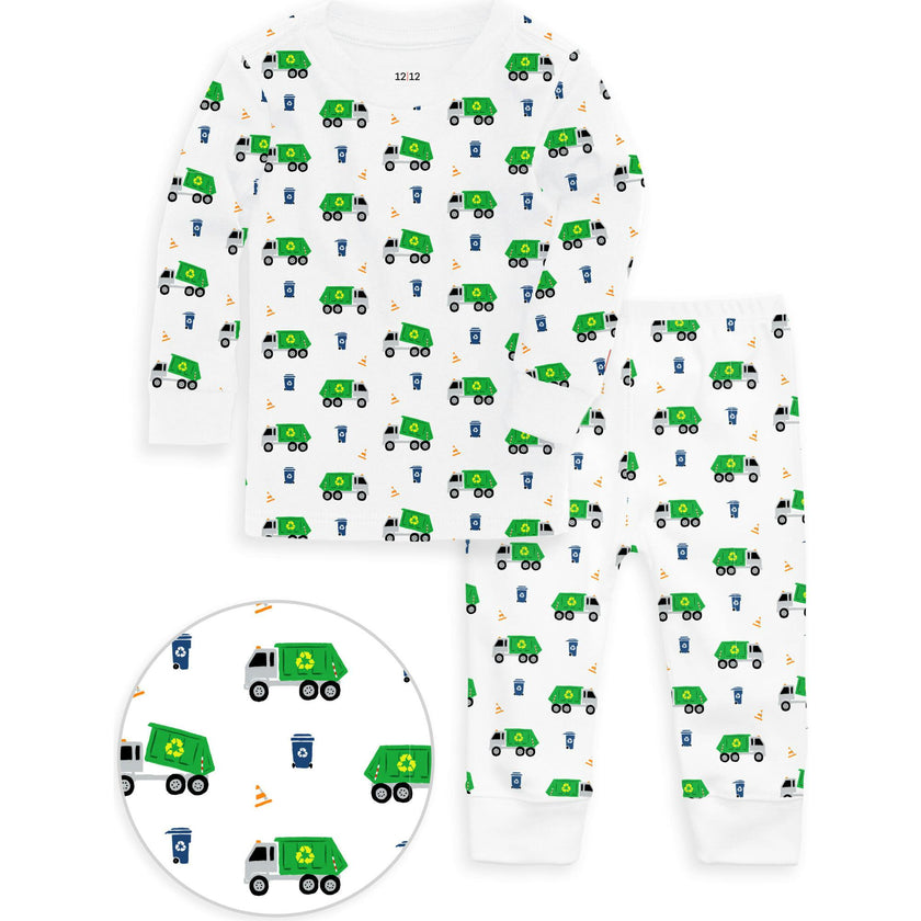 The Organic Long Sleeve Pajama Set [Recycling Trucks]