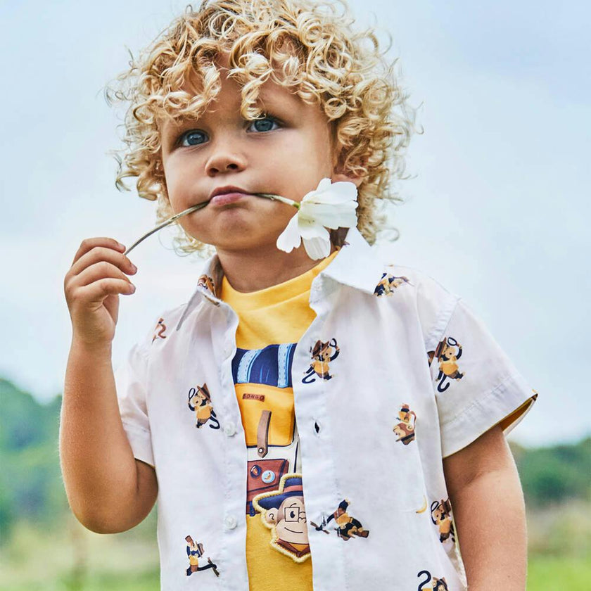 White Inspector Print Shirt