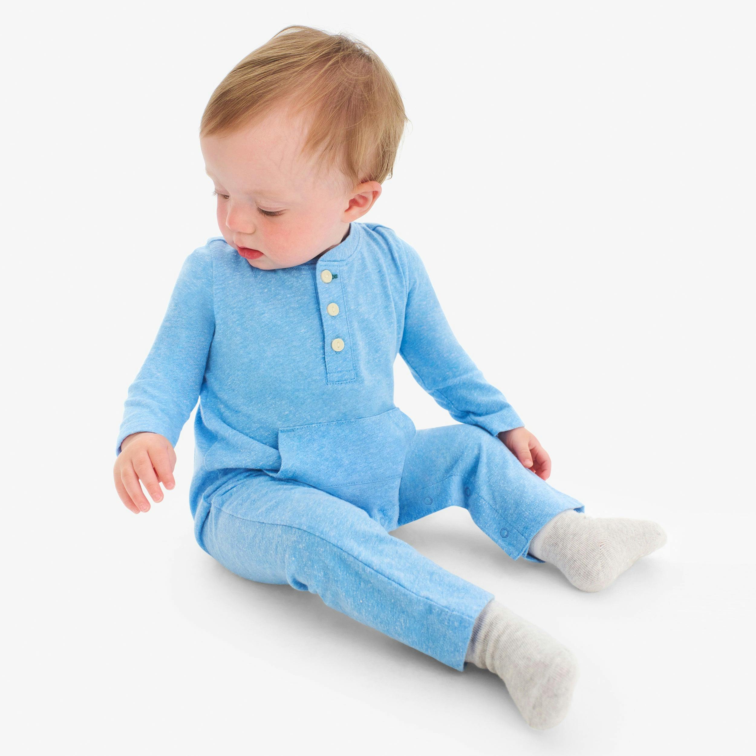 Baby heathered henley romper
