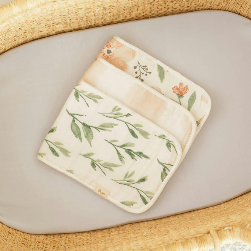 Parker 3-pc. Newborn Burp Cloth Set (Pink Floral)