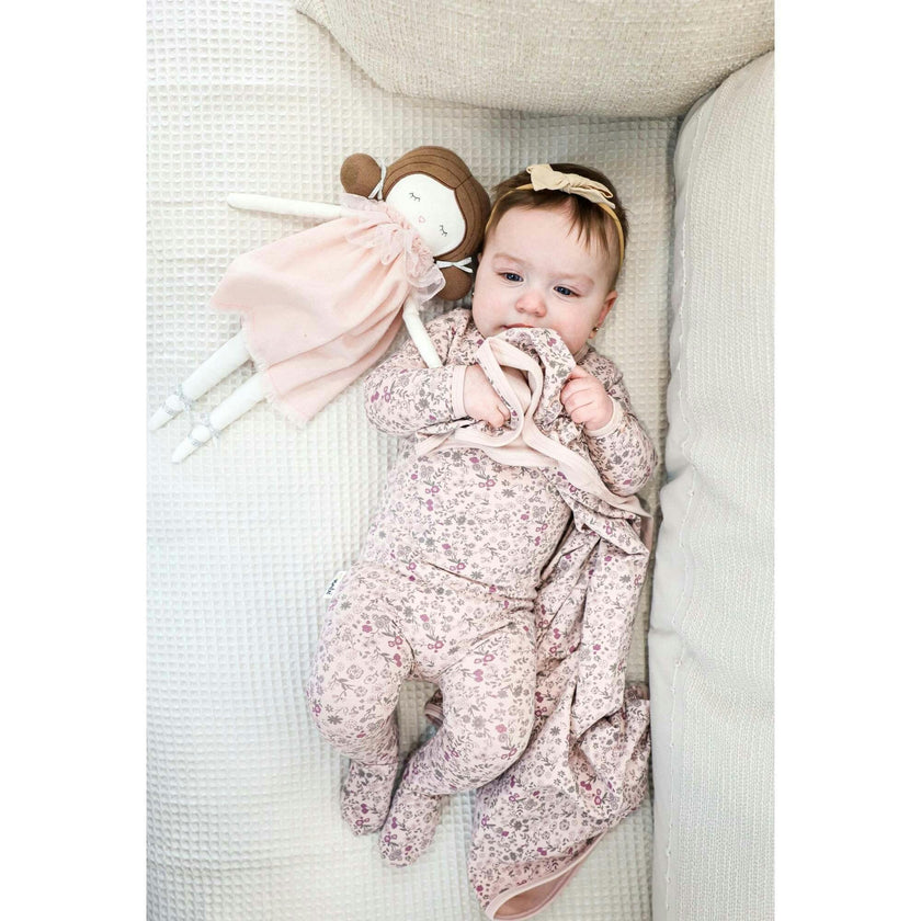 Elegant Floral Footie and Beanie Set