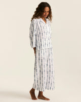 The Olivia Wide Leg Pima Pajama Set in Navy Mayfair Toile