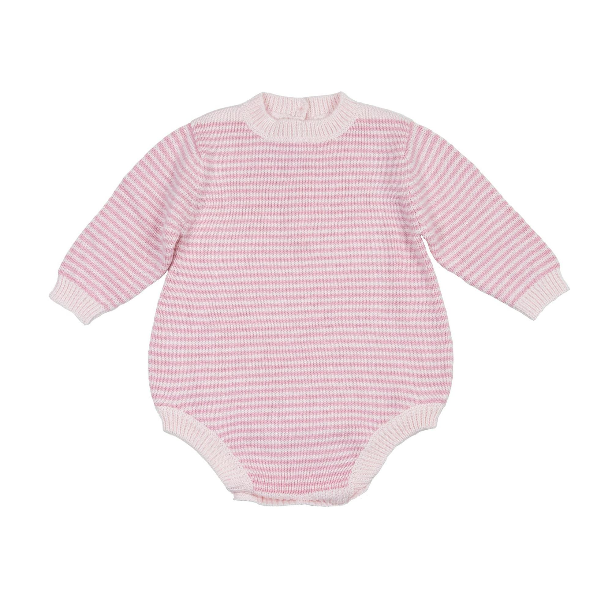 Baby Knit Romper Pink Stripe