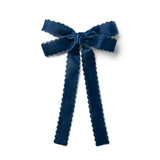Halo Luxe Opaline Velvet Scalloped Long Tail Clip - Navy