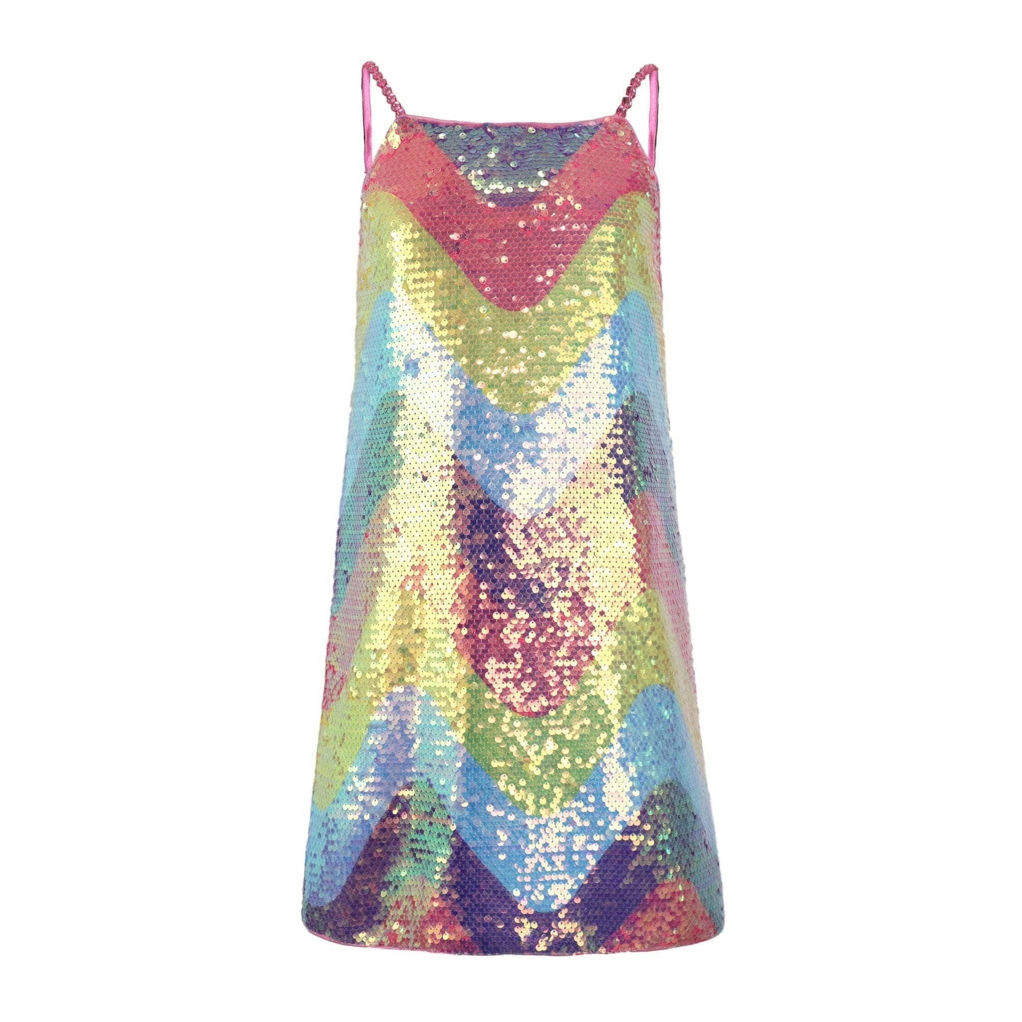 Sequin Rainbow Wave Tank Dress