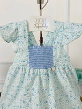 Blue Floral Smocked Dress