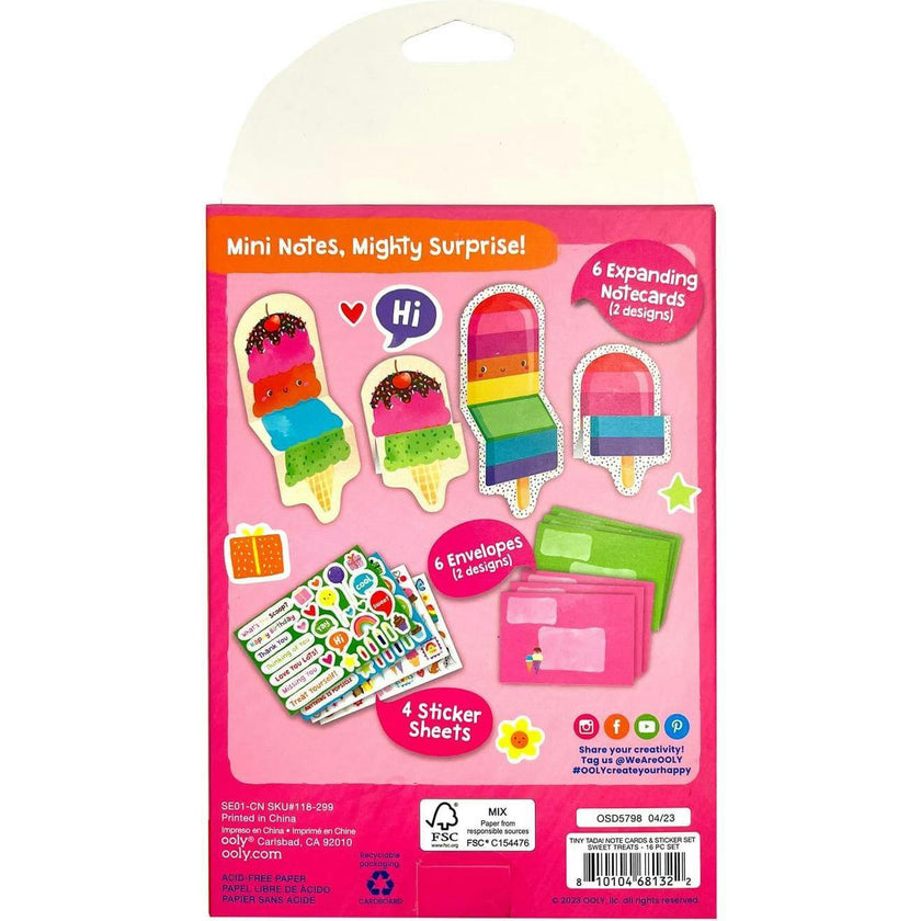 Tiny Tadas! Note Cards and Sticker Set - Sweet Treats - 6 Cards Envelopes