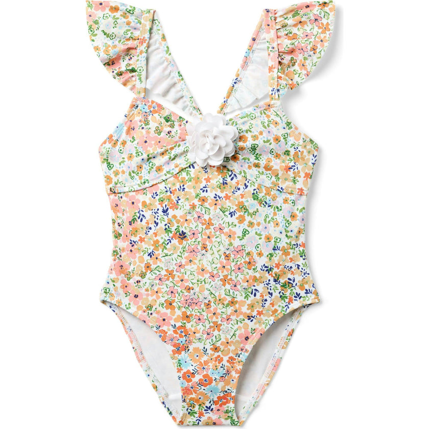 Recycled Floral Ruffle Rosette Swimsuit, Multi