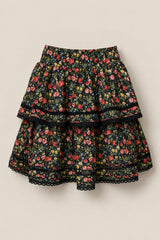 Annalise Skirt in Obsidian Vintage Poppies