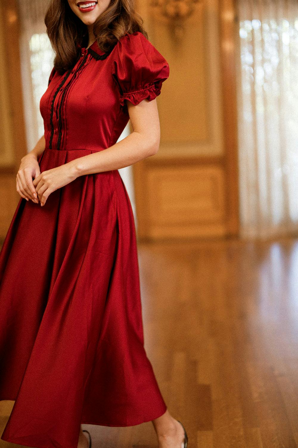 Sophia Dress in Garnet