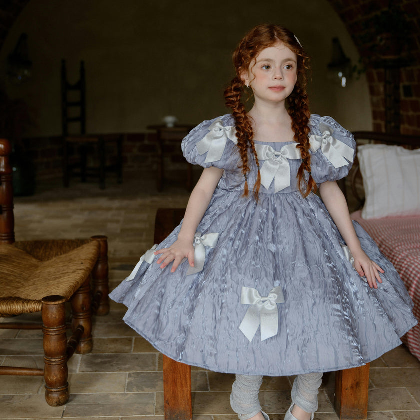 Blue Clarissa Bow Party Dress