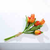 Real Touch White Tulip Faux Floral Everyday Spring Water Illusion Arrangement in Glass Teardrop Vase - Available in Multiple Colors