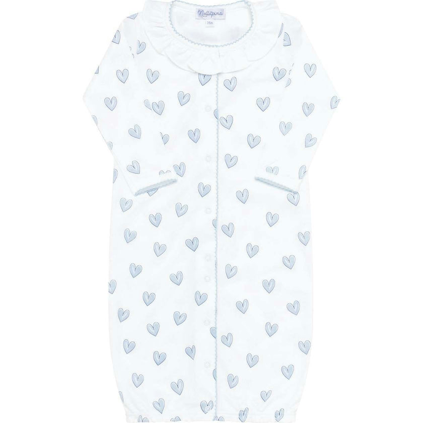Blue Heart Print Converter Gown