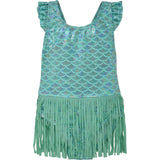 UPF 50+ Keilani One-Piece Swimsuit with Fringe in Mermaid Scales - Fairy Tale Scales