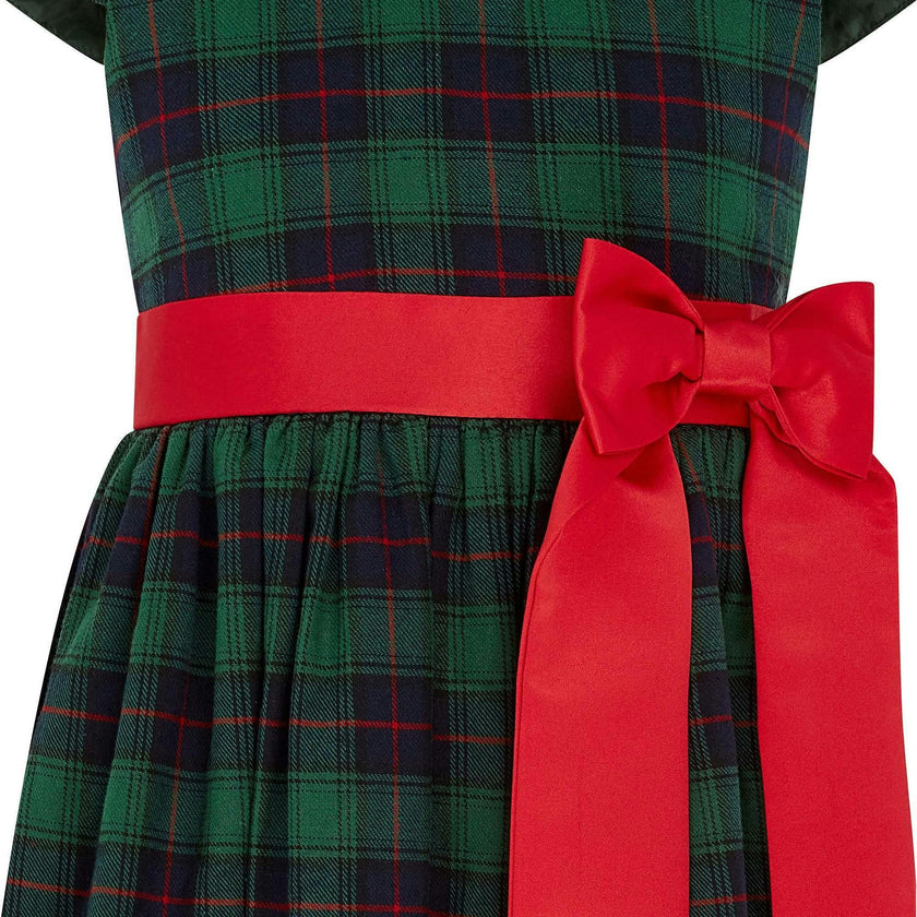 Joy Plaid Satin Bows Occasion Party Dress